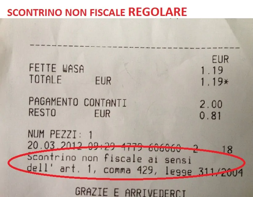 foto 2 scontrino NON fiscale REGOLARE 2 2