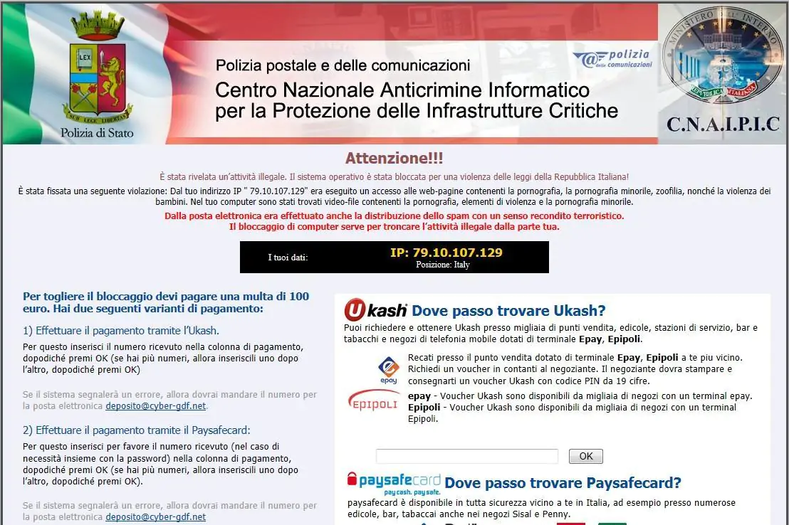 come rimuovere trojan polizia postale