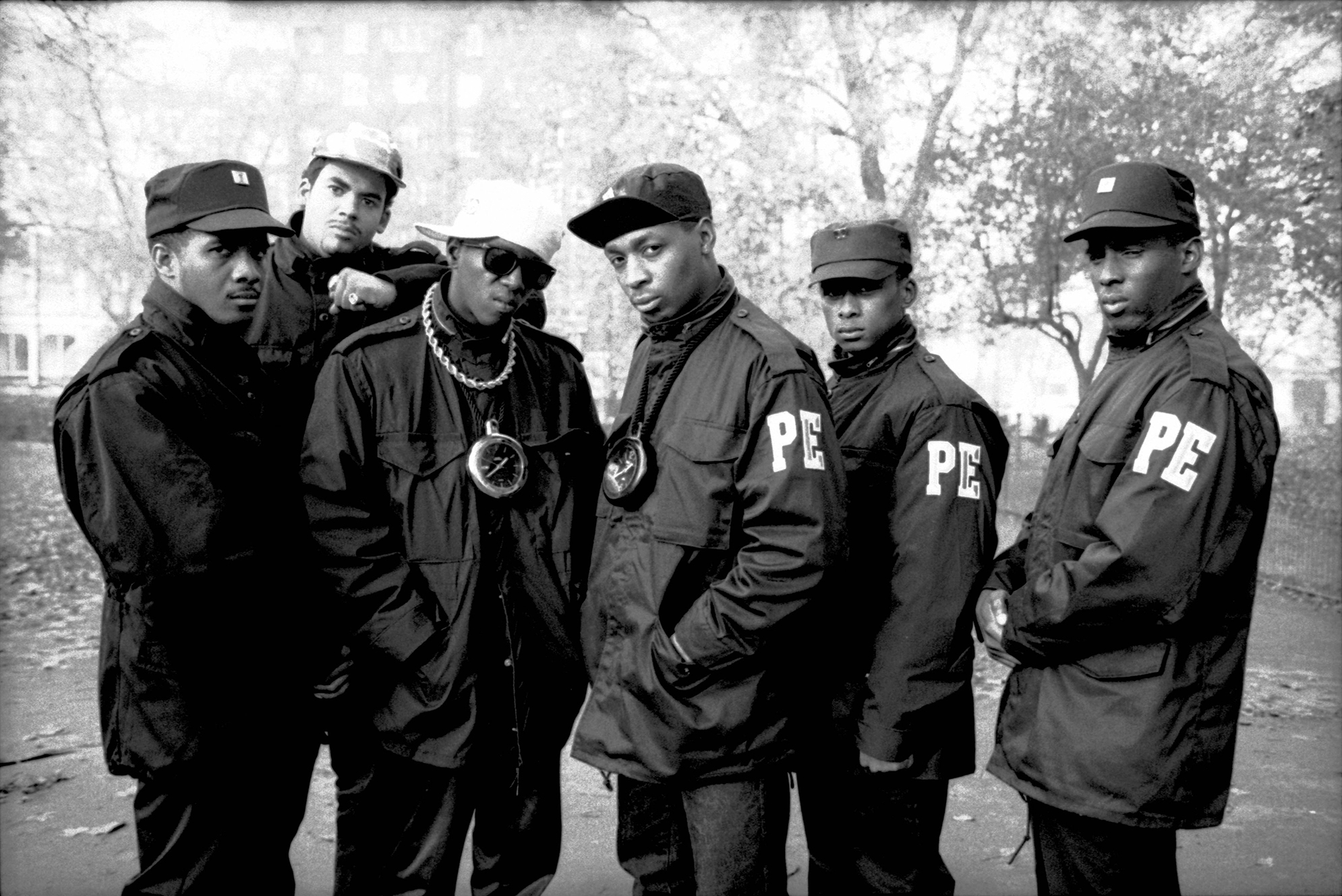 Photo of Flavor FLAV and Chuck D and PUBLIC ENEMY