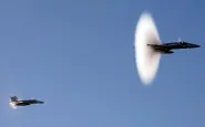 Supersonic aircraft breaking sound barrier