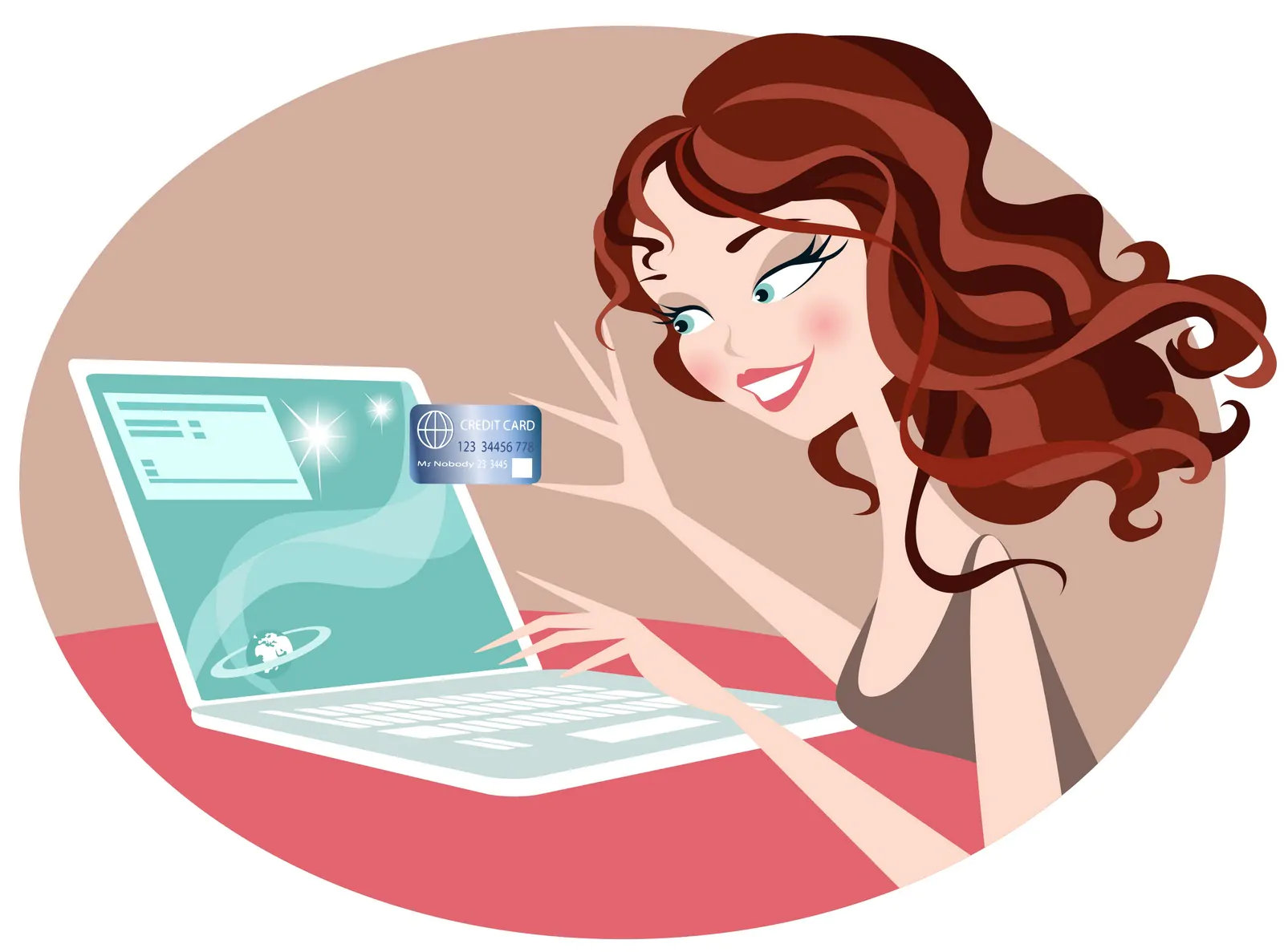 Online shopping girl illustration