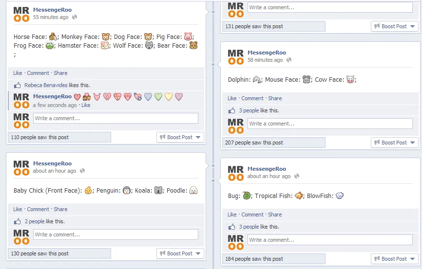 facebook emoticons status comment messengeroo