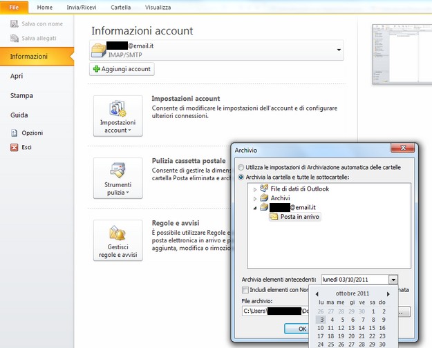 Come archiviare su Outlook
