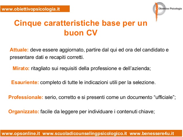 Cinque regole per scrivere un buon curriculum