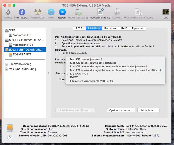 formattazione disco esterno su mac