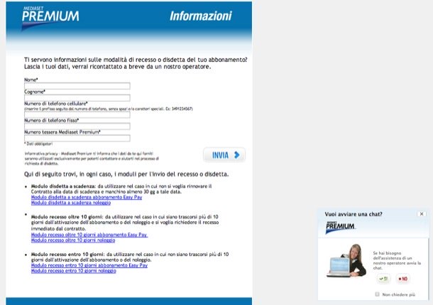 modulo disdetta mediaset premium easy pay