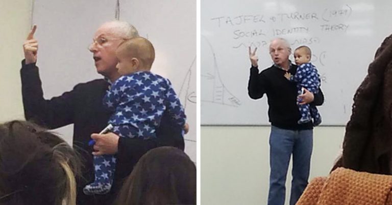 Il bimbo di una studente inizia a piangere in classe, il professore fa una cosa straordinaria!