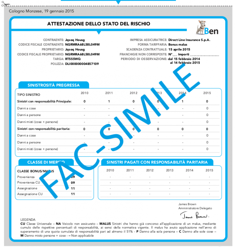 attestato di rischio direct line