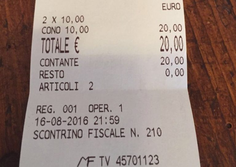 Scontrino shock