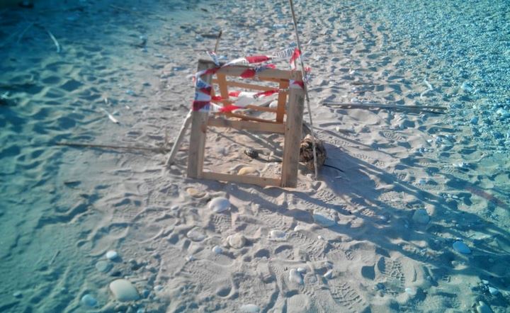 bomba a mano in spiaggia