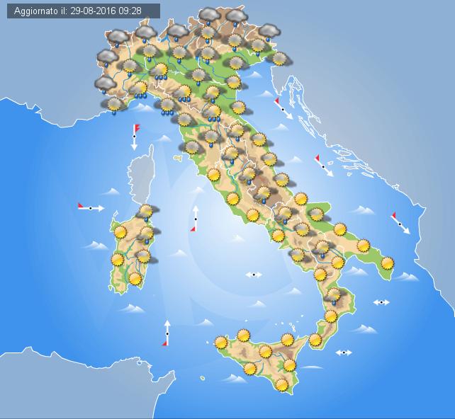 Previsioni meteo martedì 30 agosto (2016)