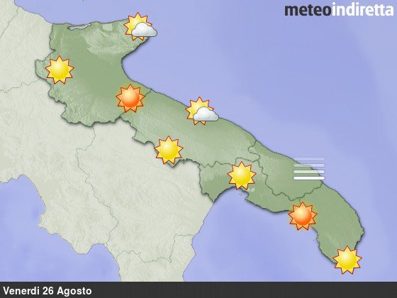 Previsioni meteo venerdì 26 agosto (2016)