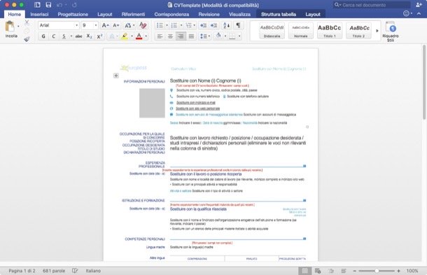 curriculum vitae europeo