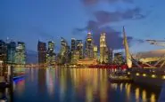 Singapore CBD skyline from Esplanade at dusk