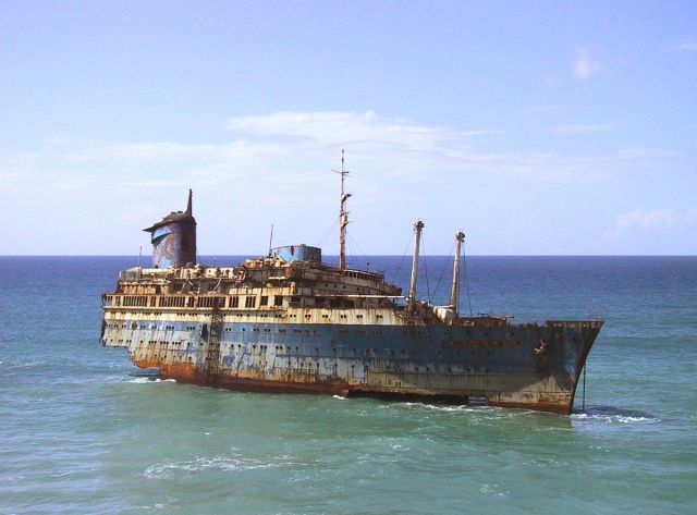 Il relitto dell'SS America a Fuerteventura (Canarie)