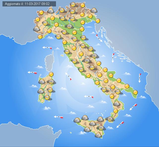 Previsioni meteo lunedì 13 marzo (2017)