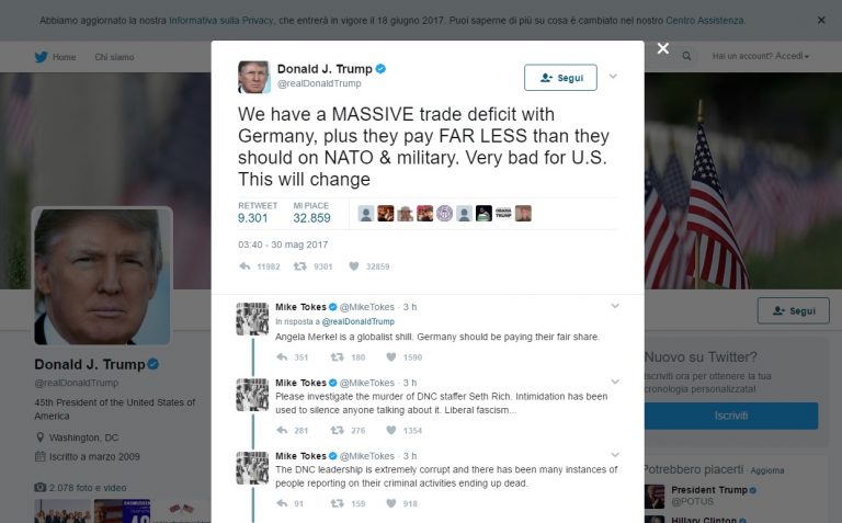 Trump attacca la Germania