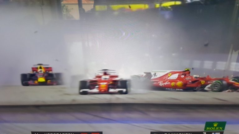Formula 1 Gp Singapore: incidente tra Raikkonen, Verstappen e Vettel, fuori le rosse Gp Singapore