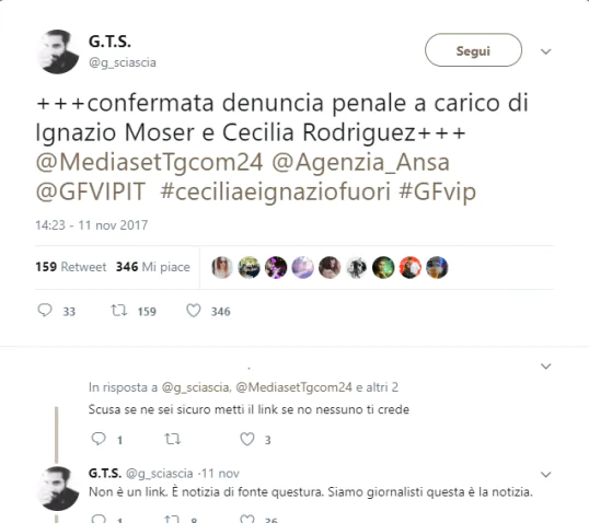 Gf Vip, tweet Giuseppe Sciascia