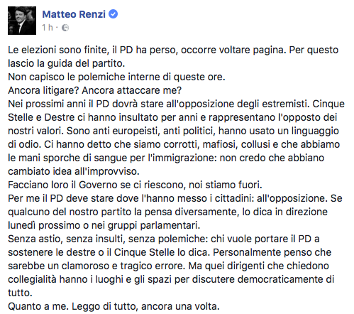 dimissioni Renzi