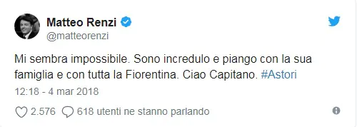 Matteo Renzi condoglianze