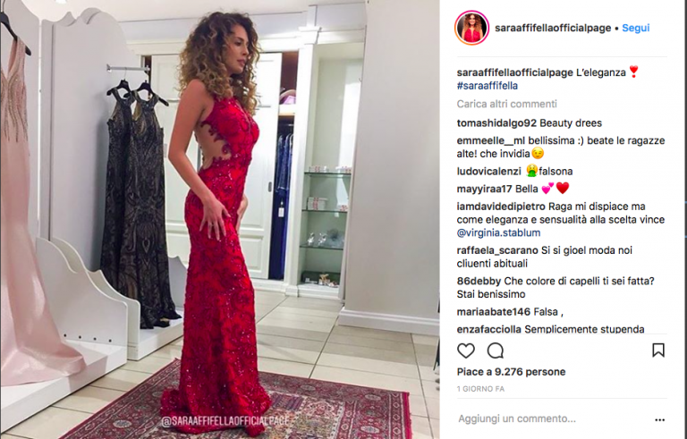 Sara Affi Fella, vestito scelta