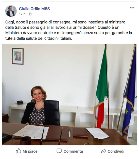 Giulia Grillo su Facebook