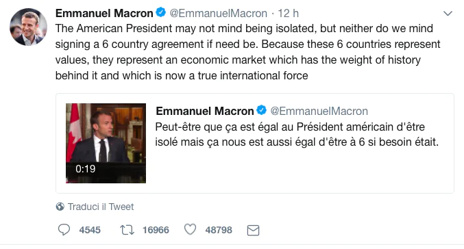 Macron parla di un accordo a 6
