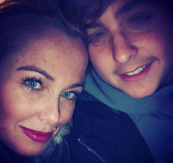 Sonia Bruganelli con il figlio Davide Bonolis
