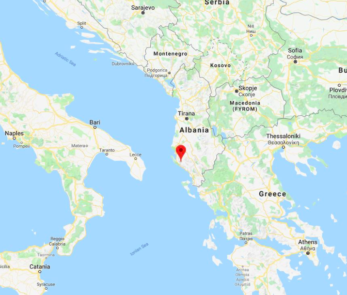 L'epicentro del terremoto in Albania