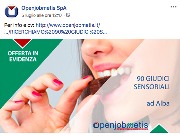 L'annuncio su Facebook