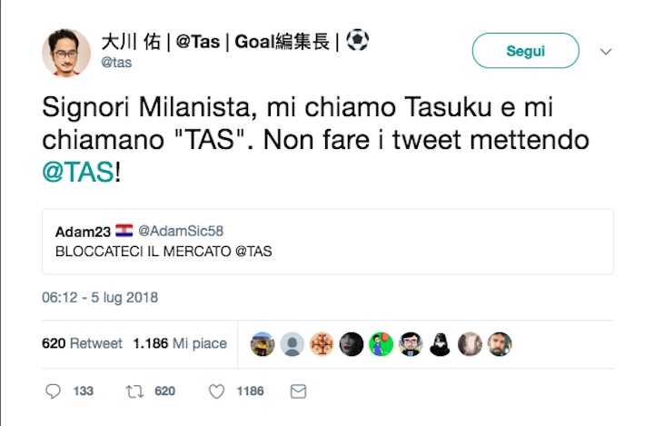 Twitter, tifosi scrivono a Tas