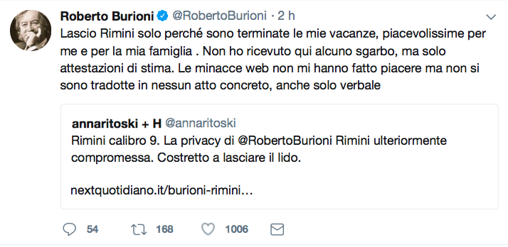 La smentita via Twitter
