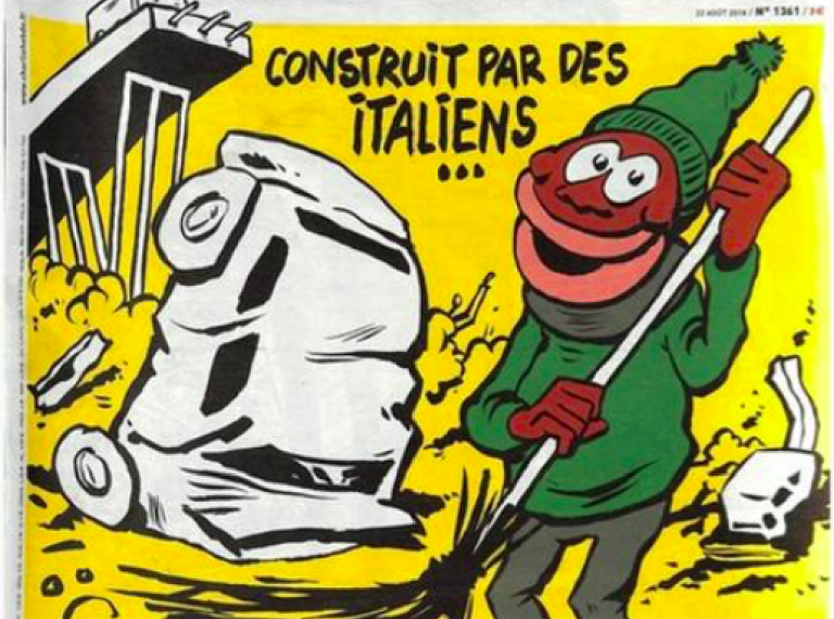 Ponte Morandi, la copertina di Charlie Hebdo