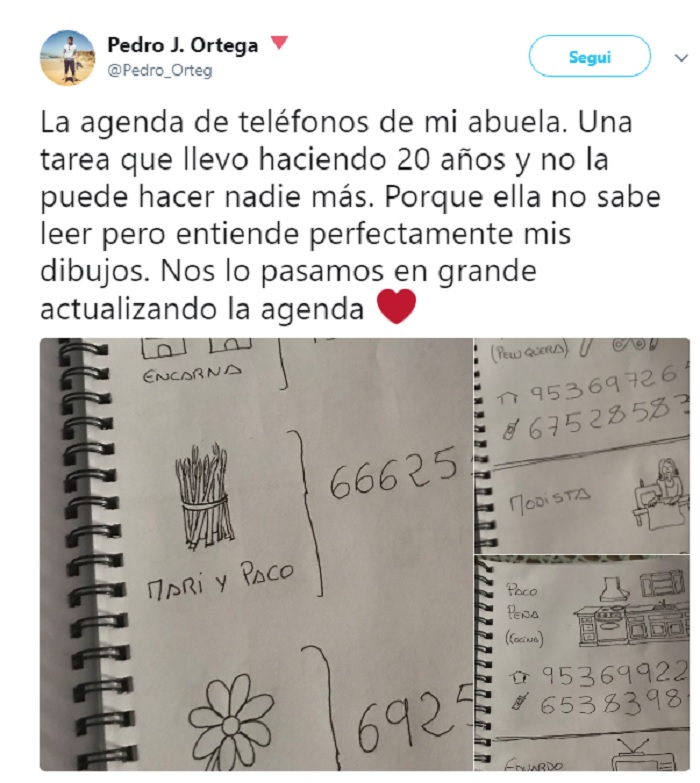 nipote disegna i nomi della rubrica