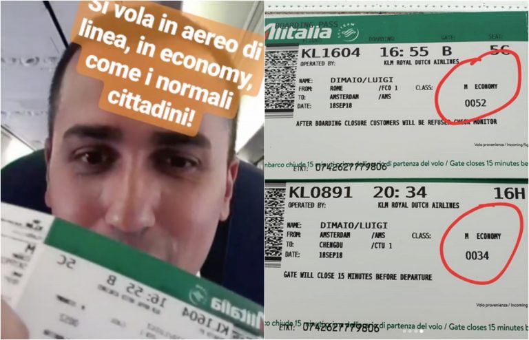 Di Maio e il volo in classe economy
