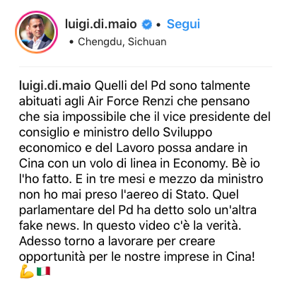 Il post di Di Maio