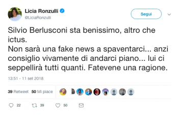 Licia Renzulli tweet Berlusconi