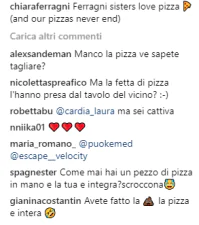 commenti pizza chiara ferragni