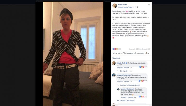 Nadia Toffa post ambiguo: vittima di un hacker?