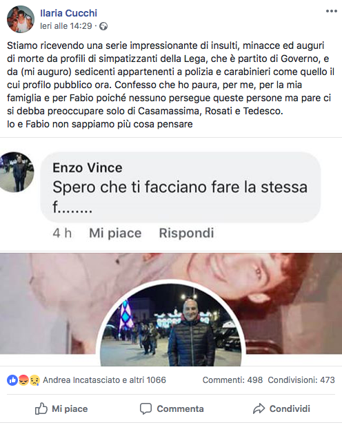 Il post di Ilaria Cucchi