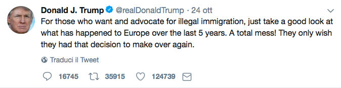 Il primo tweet di Trump