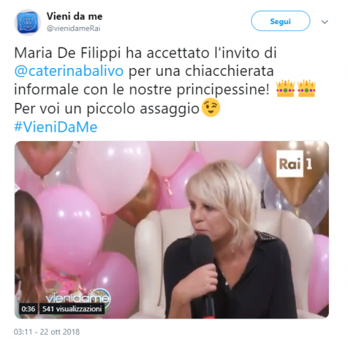 tweet maria de filippi rai 1