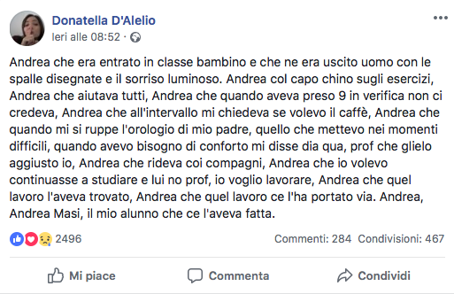 Il post della professoressa