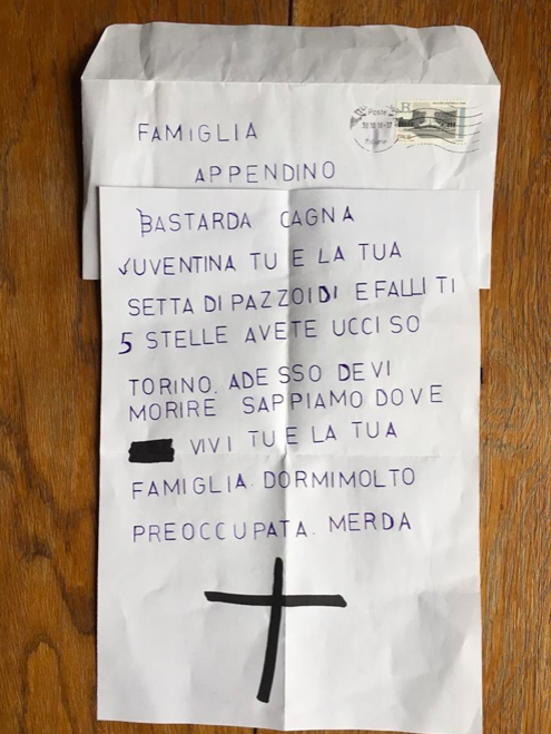 La lettera di minacce