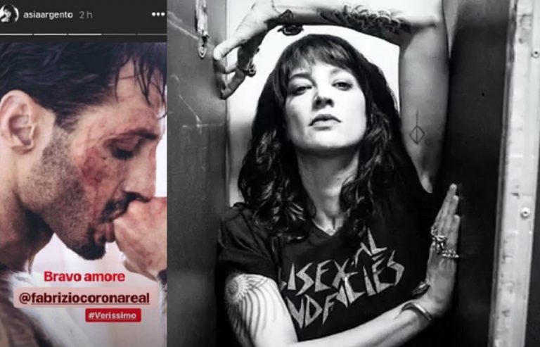 Asia Argento a Fabrizio Corona su Instagram "bravo amore"