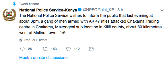 Tweet polizia Kenya