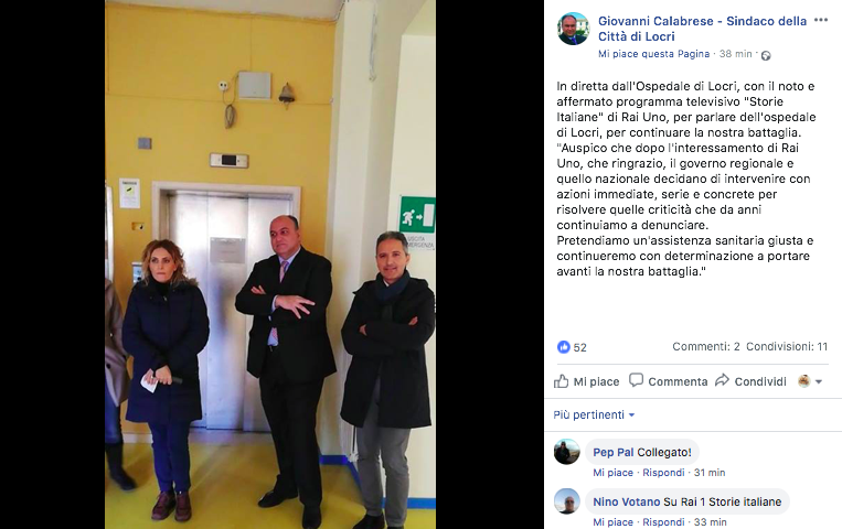 facebook sindaco Locri