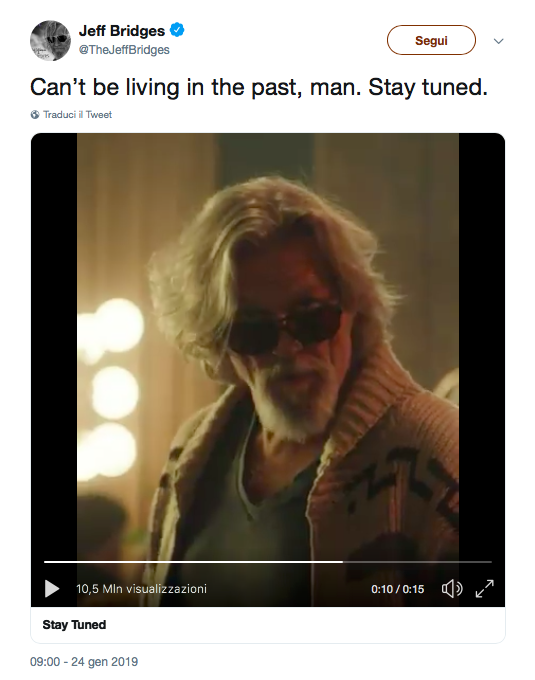Il tweet di Jeff Bridges