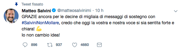 Il tweet di Salvini
